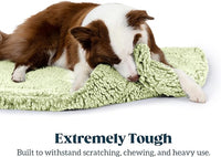 Stoutwool Indestructible Dog Bed - Fluffy Chew Proof Dog Crate Pad - Tough Kennel Pad for Aggressive Chewers - Washable, Ideal for Medium Breeds & Fits 30-Inch Crate - 29"x18", Gleam