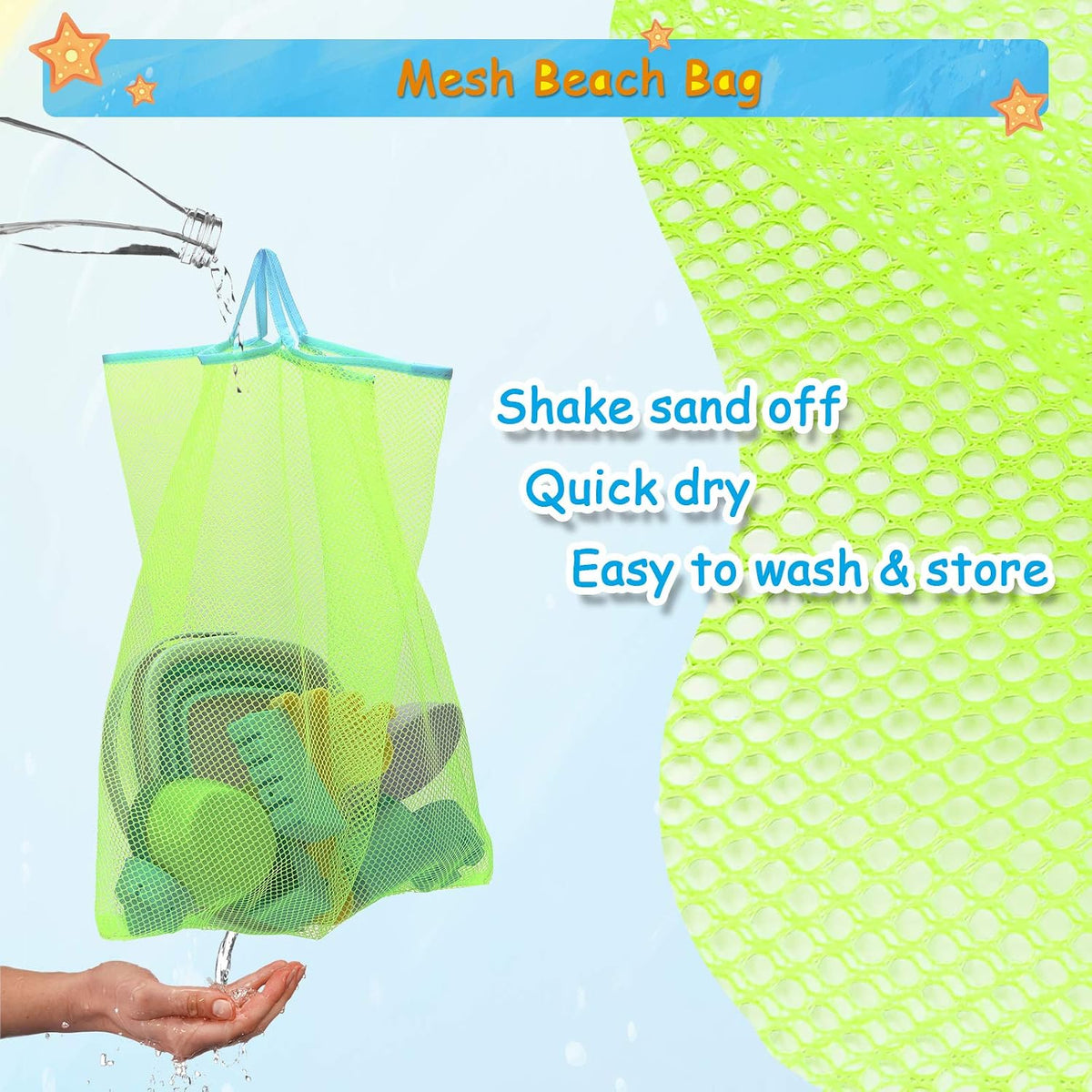 RACPNEL Beach Toys with Collapsible Bucket，Mesh Bag for Kids Ages 3-12 – Fun for Kids & Family - image 3