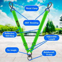 Double Dog Leash, Adjustable Length Long Leash for Dog Training - Green / 2 dog leash - image 3