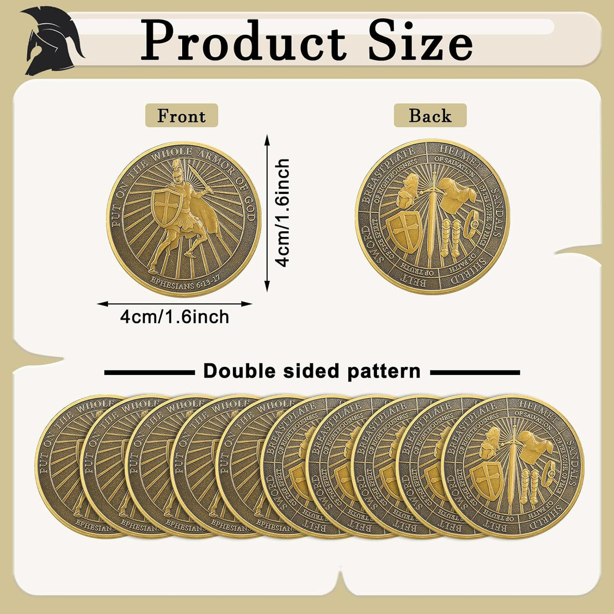 Nosiny 20 Pcs Armor of God Coins Metal Christian Challenge Coins - Vintage Style - image 2