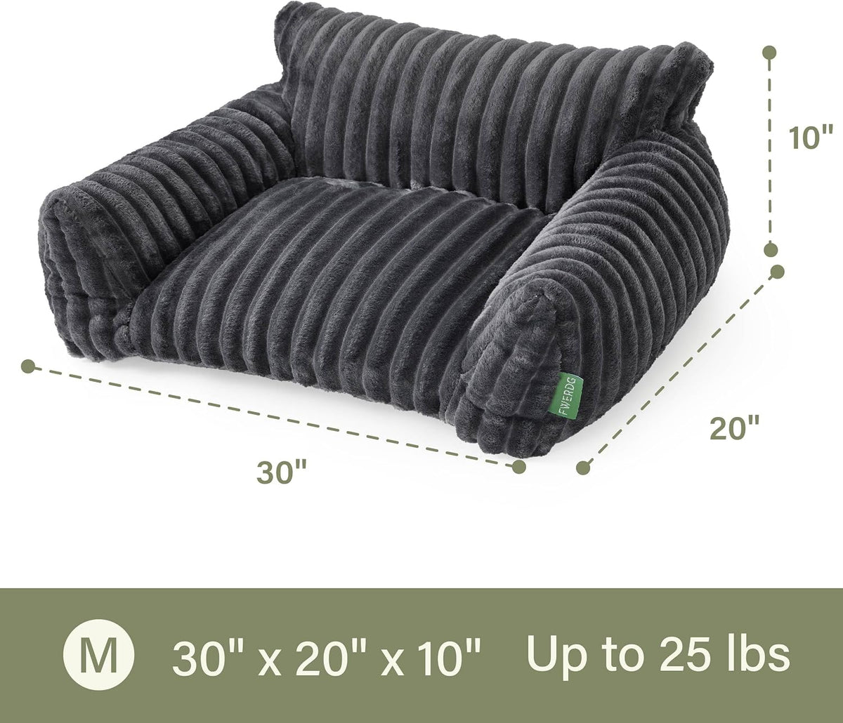 Cute Couch Bed for Pets, Supportive Cat Sofa for Indoor Cats - 30.0"L x 20.0"W x 10.0"Th / Grey - image 3