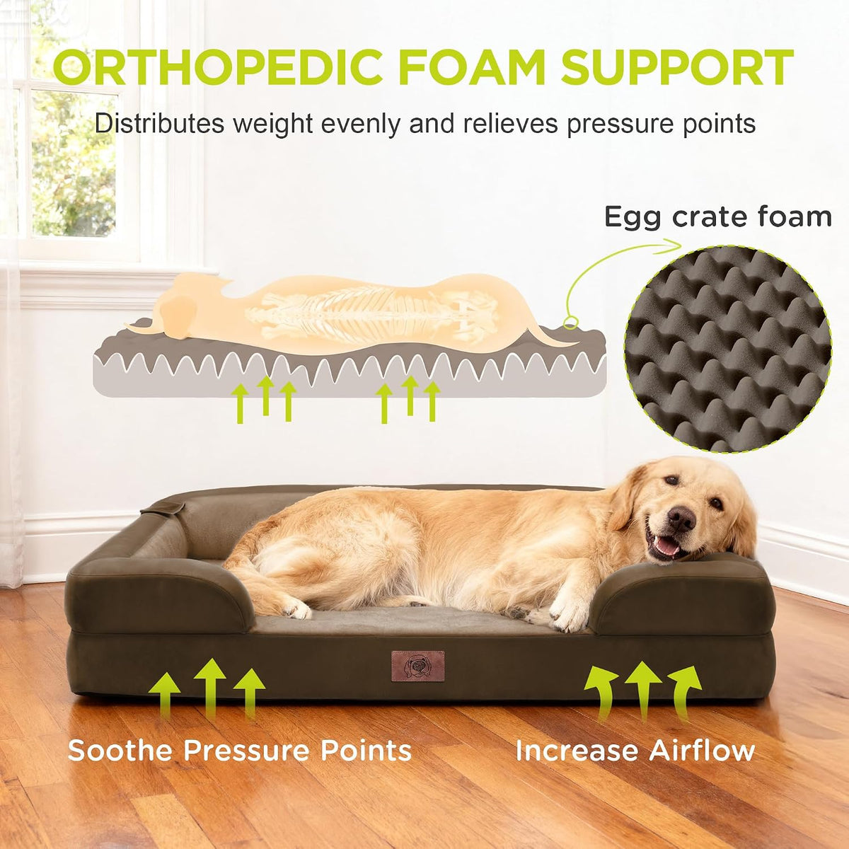 Waterproof Orthopedic Dog Bed for Extra Large Sized Dogs – Essentials for Dogs - 36 x 27 x 7.5 in / Dark Brown - image 2