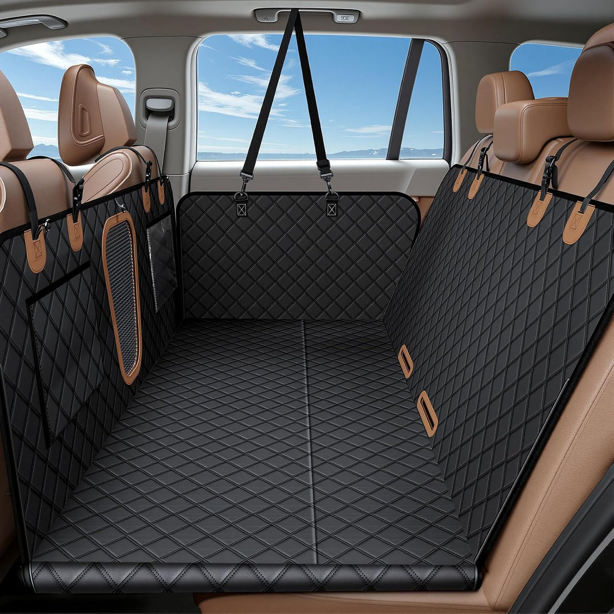 A-Pce 600D Heavy Duty Dog Car Seat Cover for Back Seat - Black / Standard