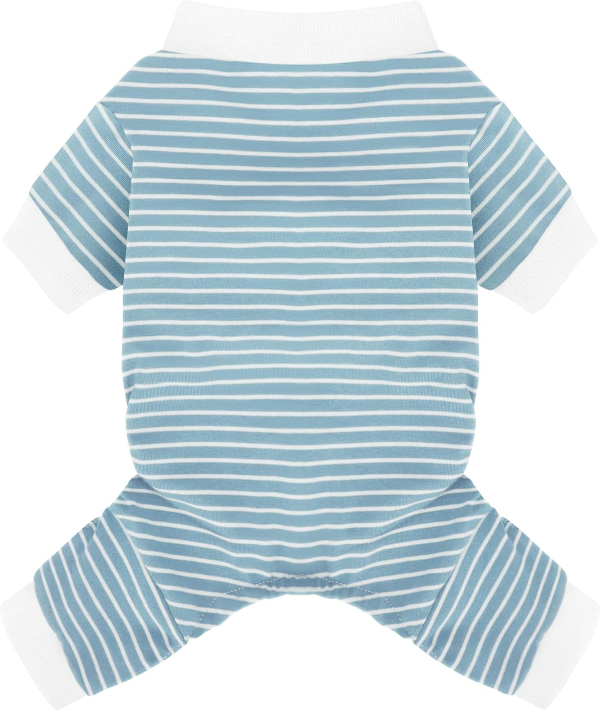 Blue Striped Dog Pajamas: 4-Legged Cotton Stretchable Jumpsuit Pjs - Blue Striped / XL-(20~30lb) | Chest(~21.5")