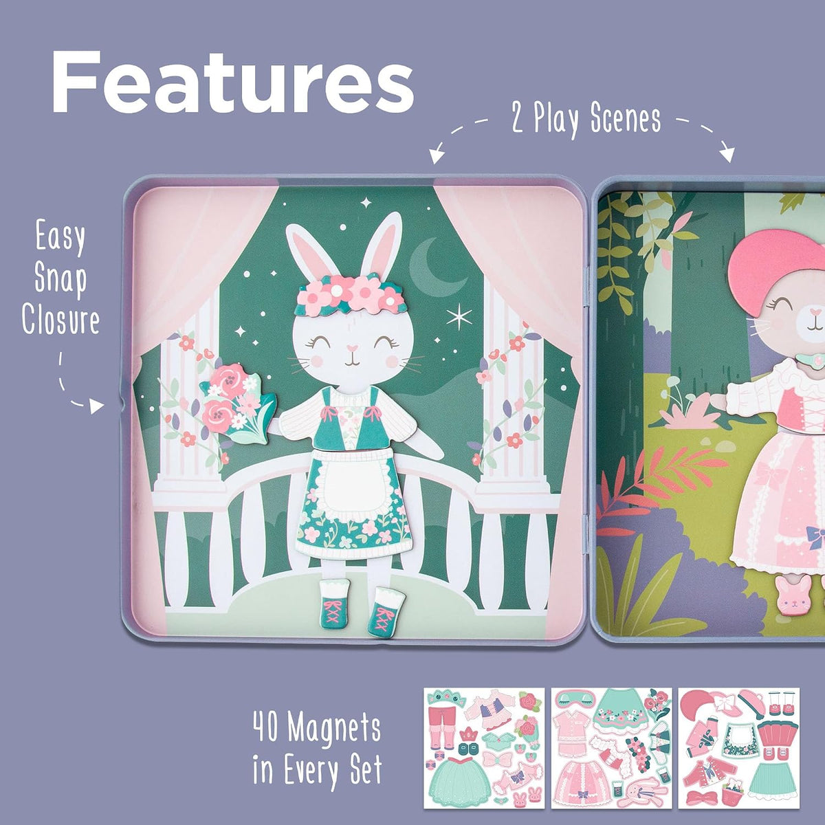 Stephen Joseph Travel TIN Magnetic Dress UP Bunny and CAT – Fun for Kids & Family - Bunny and Cat - image 3