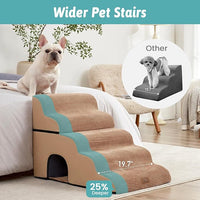 Extra Wide Dog Stairs with Tunnel, Detachable Large Pet Step for Small Medium Dog, Puppy or Cat, Ramp for High Bed, Couch, Sofa or Car, Stable, 19.7x33x22.4 inch, 5 Step, Light Brown