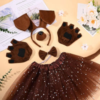 6 Pcs Puppy Costume for Women Include Dog Ears Headband,Bow Tie Tail Nose Paw Gloves and Tutu Skirt for Halloween