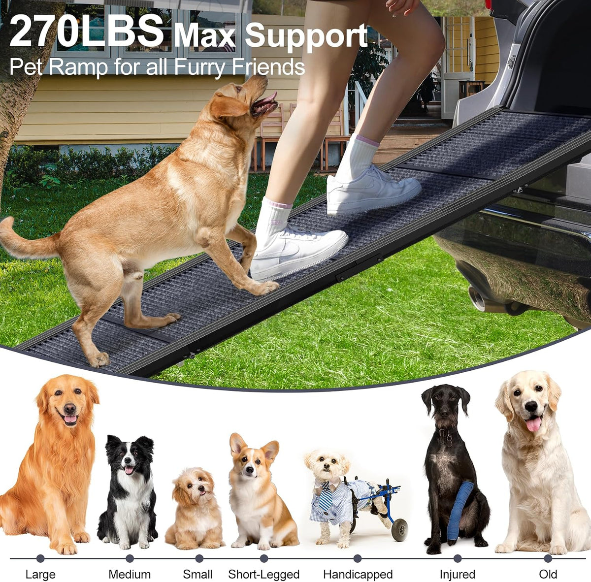 Extra Wide 20" Dog Stairs for Large Dogs - Upgraded 71" L x 17.3" W - image 3