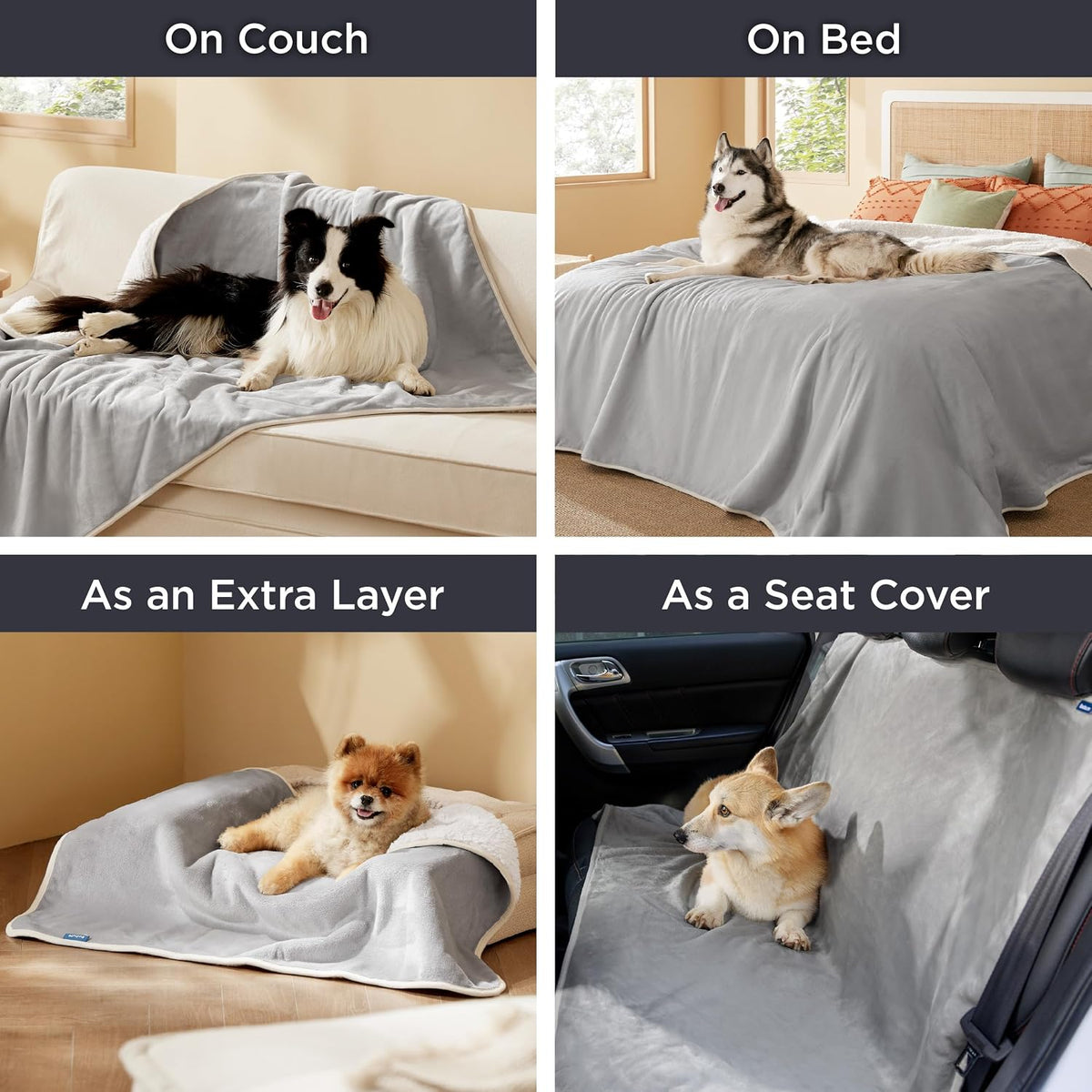 Bedsure Waterproof Dog Blankets for Small Dogs Soft Cat Blanket Warm - S(25x35") / Light Grey - image 2