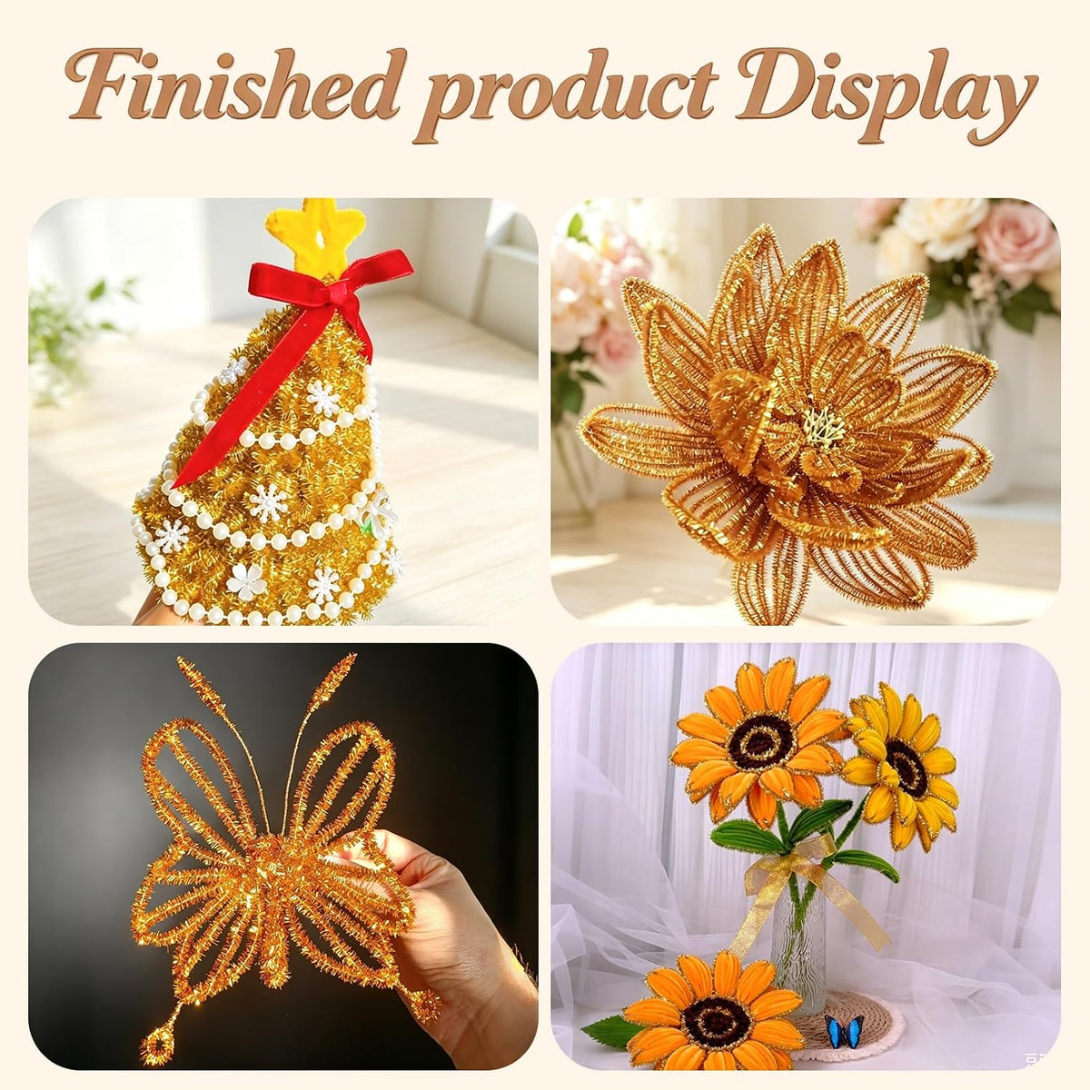 Pipe Cleaners Craft Supplies - 30CM / Glitter Golden / 100 - image 4