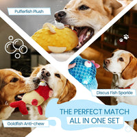 Nocciola 5-Pack Squeaky Dog Toys - Multi-Pack / Googly Eyed Fish - image 3