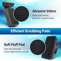 Aquarium Magnet Glass Cleaner, Magnetic Fish Tank Cleaner with Algae Scraper, Double Sided Cleaning Scrubber Brush with Handle, Titanium Blade, Self-Floating, Fit Max 1/4" Thick Glass, Medium