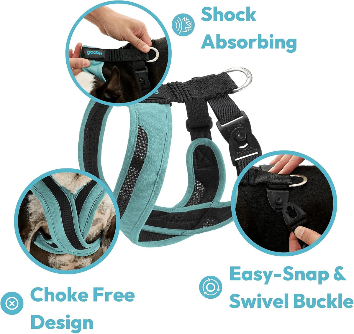 Gooby Comfort X One Dog Harness, Choke-Free - Small Chest (13.75-17") / Black - image 4