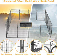 Dog Playpen, Outdoor Dog Fence, 16 Panels, 40" H Dog Pen for Medium/Small Dogs, Heavy Duty Metal Pet Fence with Gate, Portable Dog Fence for RV Camping and Yard (Black)
