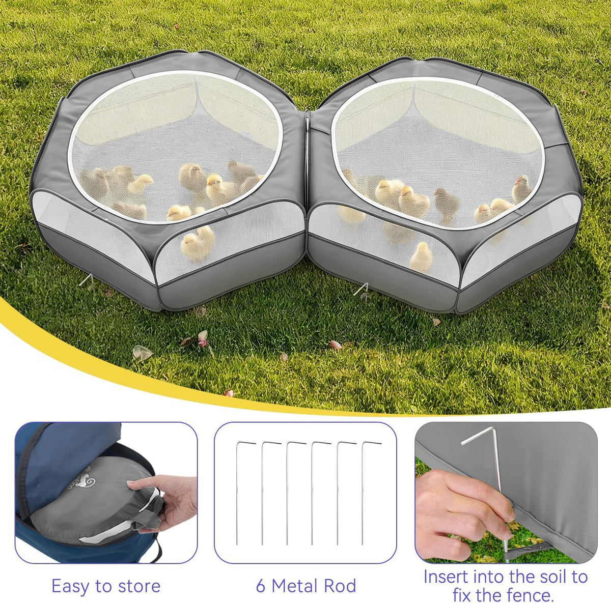 Pawaboo Small Animal Playpen, Waterproof Portable Pet Cage Tent - T-Classic Gray / 2 - image 4