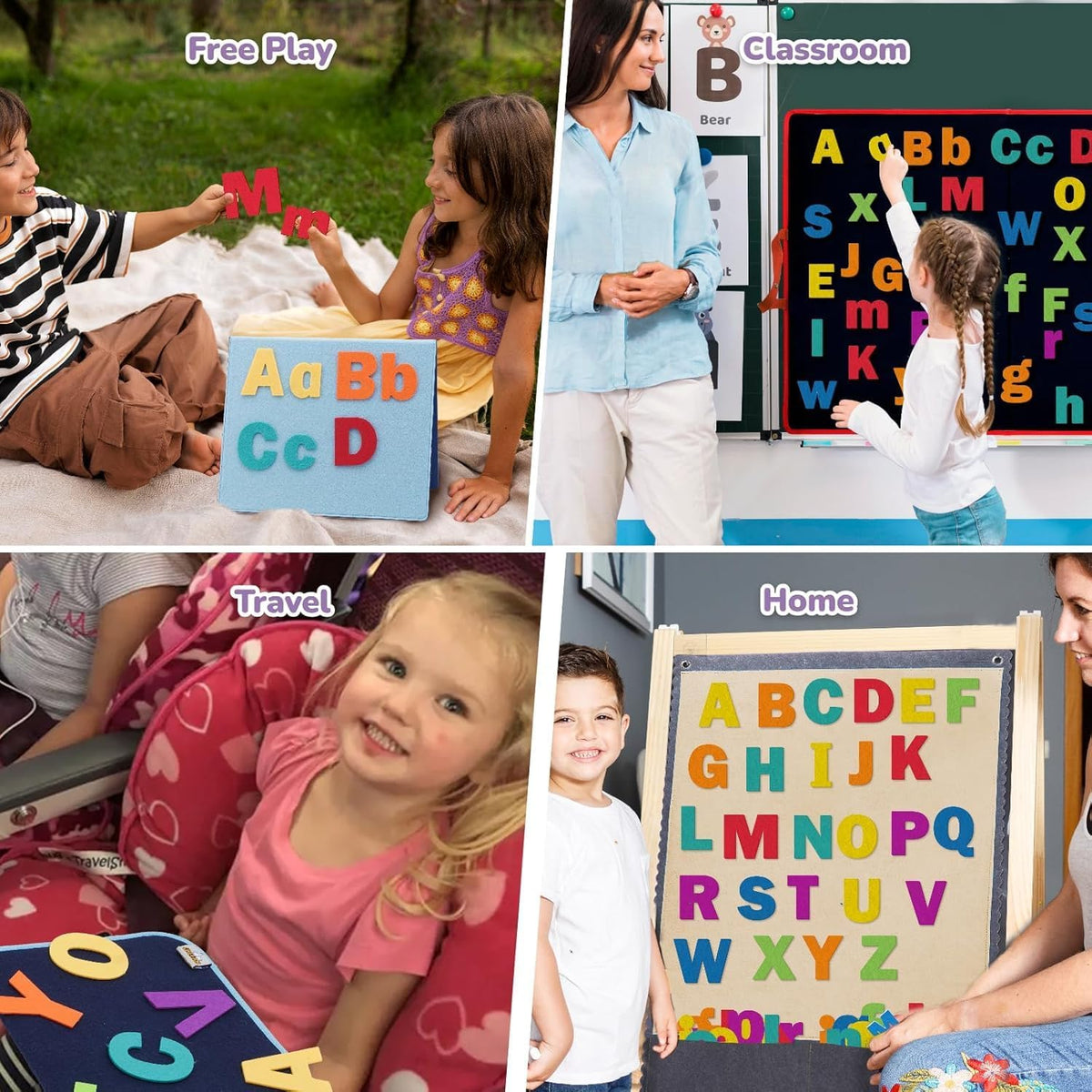 CHEFAN 104 piece felt alphabet letters set in bright colors, uppercase and lowercase - view 8