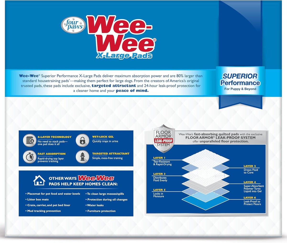 Four Paws Wee-Wee Superior Performance Extra Large Pee Pads for Dogs - 200 Count - image 3