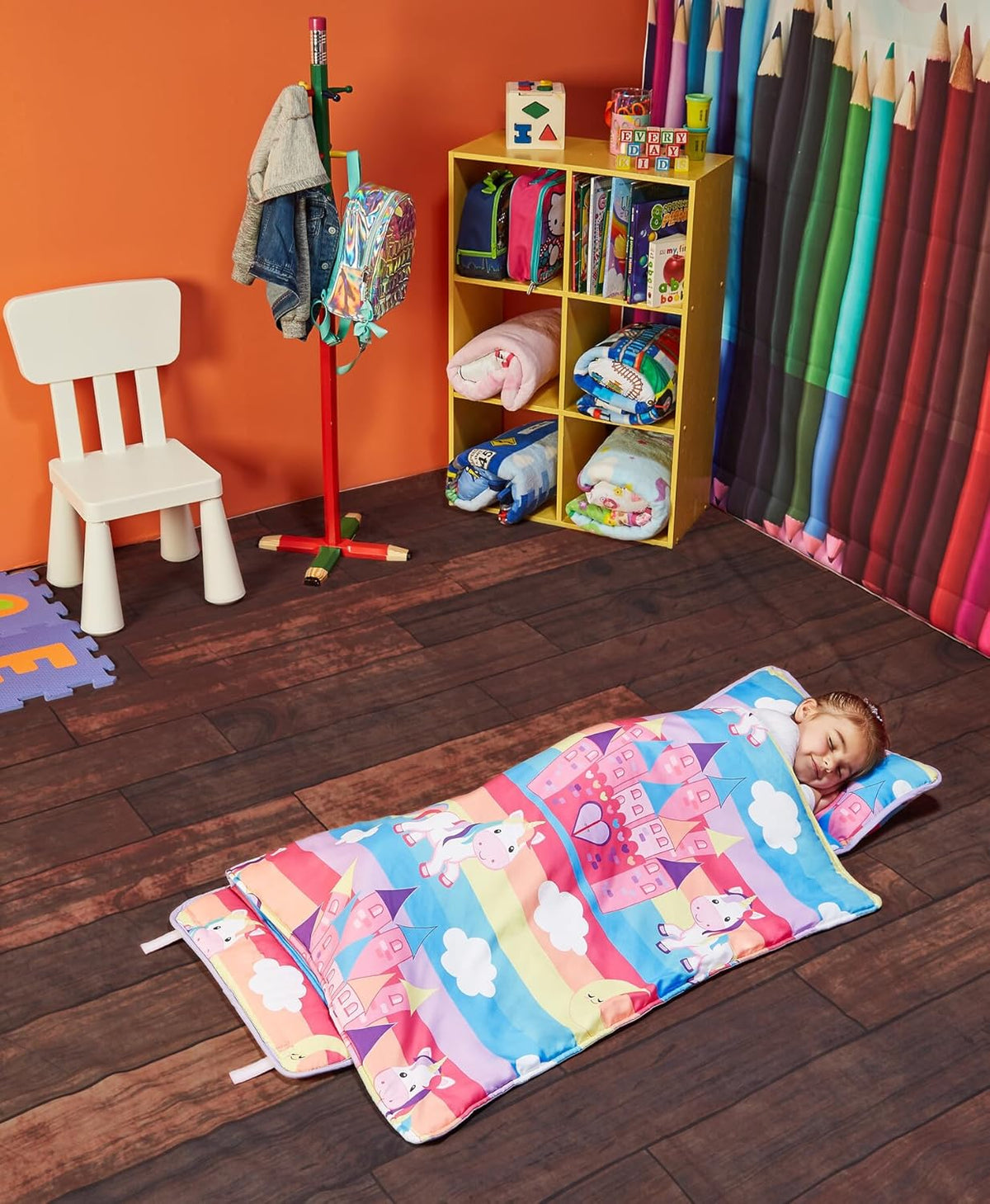EVERYDAY KIDS Born to Dance Ballerina toddler nap mat with removable pillow and attached blanket - view 10