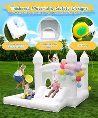 NBSPORT white bounce house with slide, ball pit and mesh walls - view 8