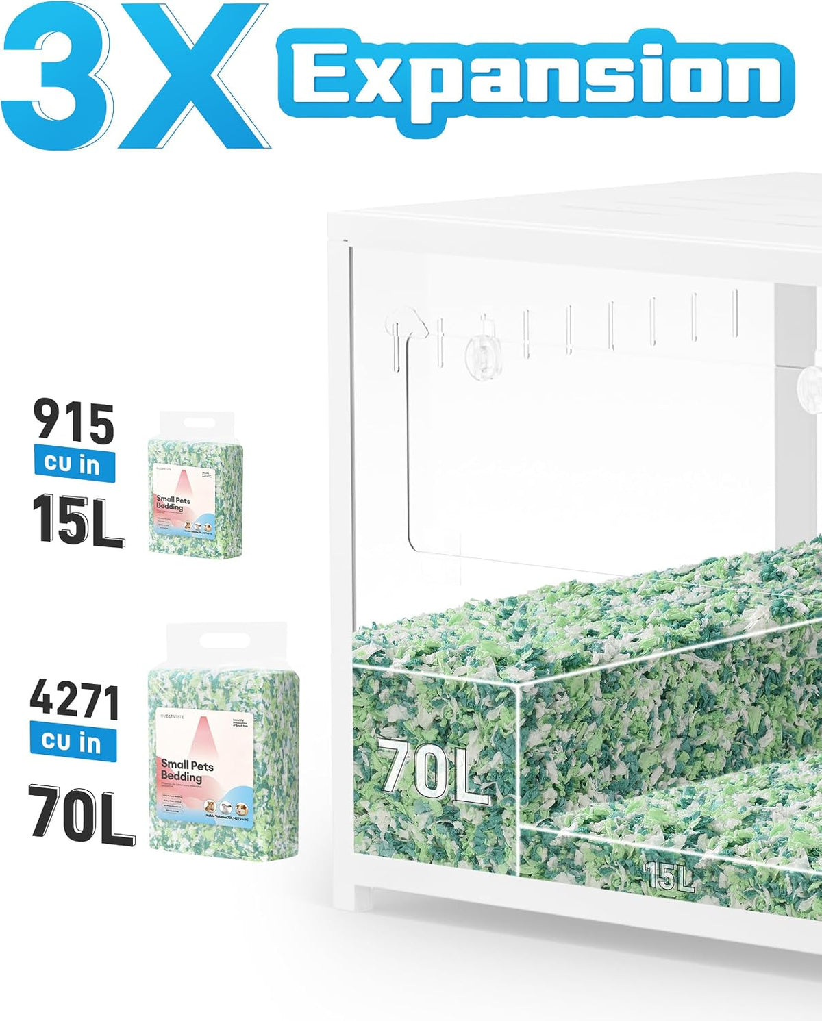 BUCATSTATE Hamster Bedding 15L, 99% Dust-Free Paper Bedding - Green / 15L - image 4