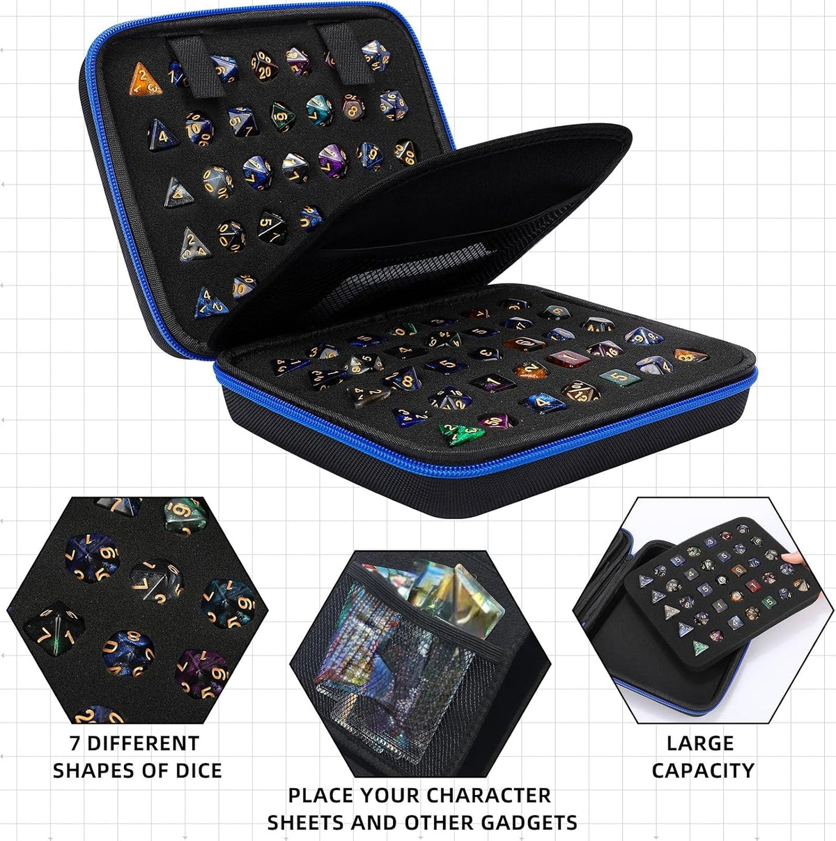 Aoriher 1 Pcs Dice Case with Removable Slotted Tray - Red,Blue - image 4