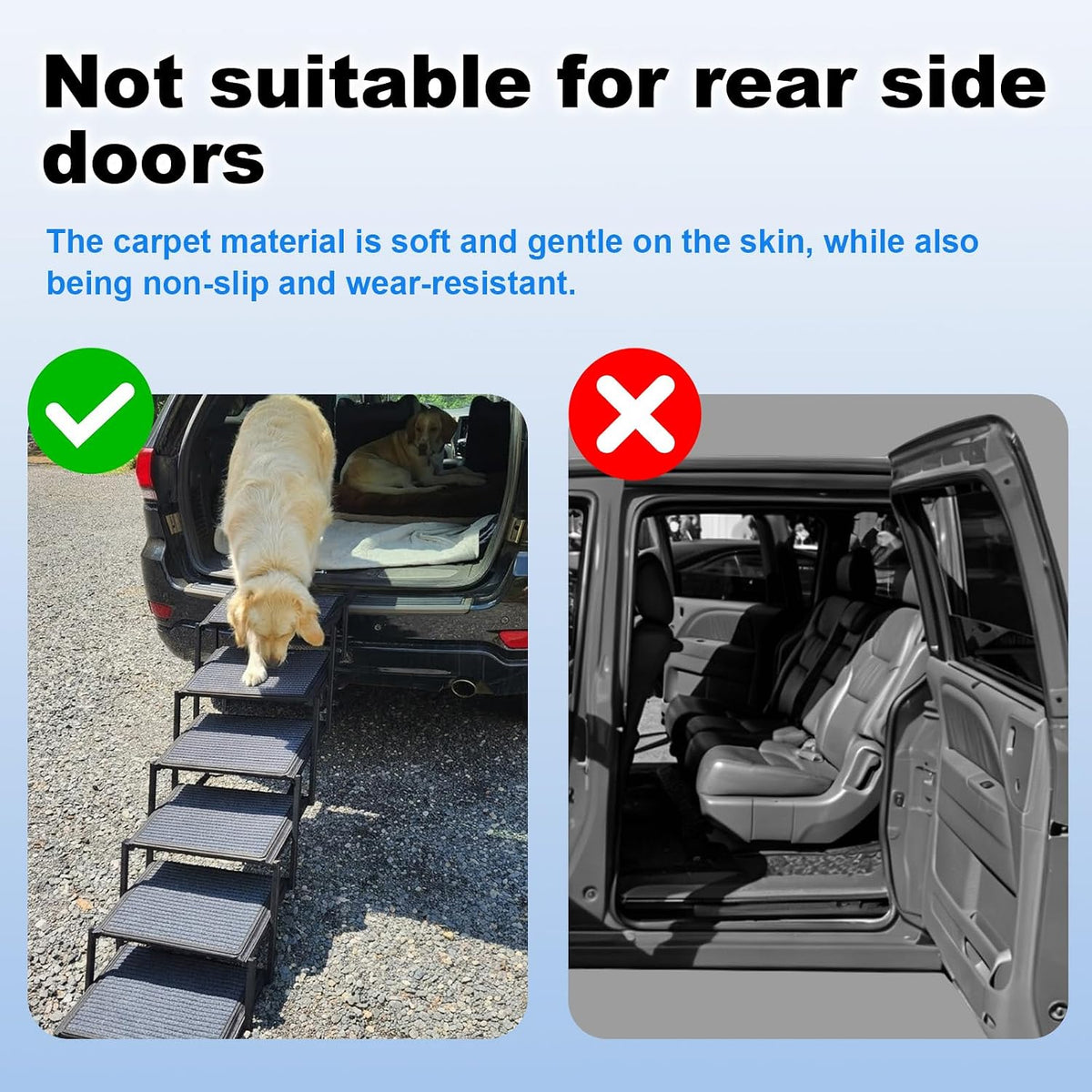 Dog Ramp for Car Truck and SUV Dog Stairs for Large Dogs Folding Pet - Wide 6 Steps - image 3