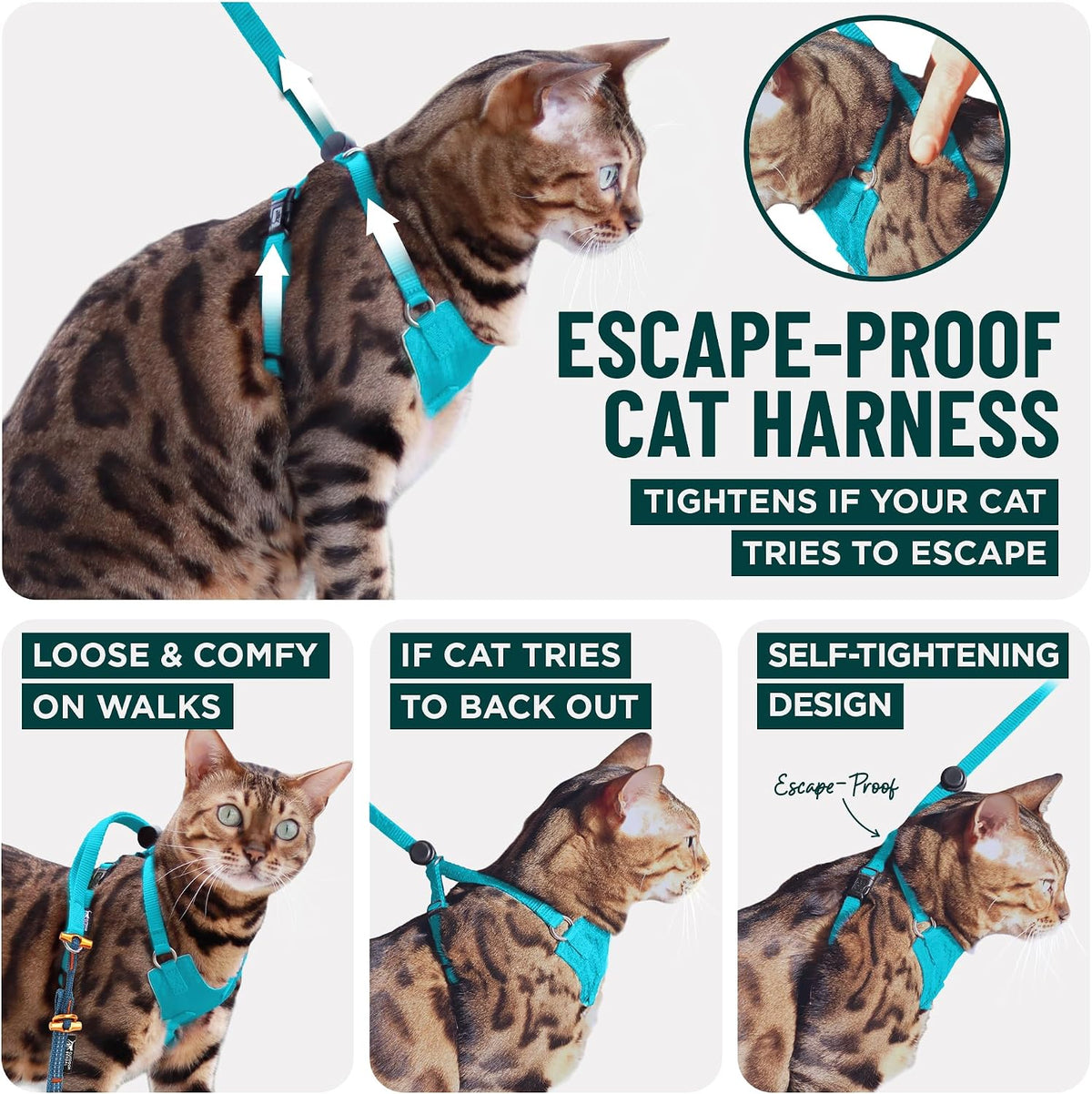 Houdini Escape Proof Cat Harness and Leash – Essentials for Cats - Orange / S - image 2