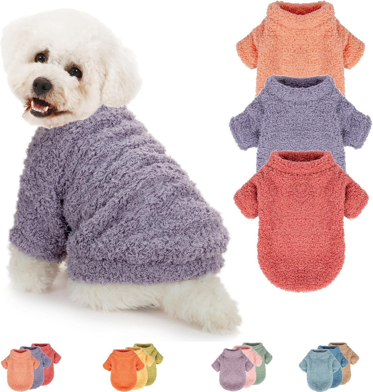 Dog Sweater, Dog Clothes for Medium Dogs Male or Boy - Pink+Purple+Magenta / Medium