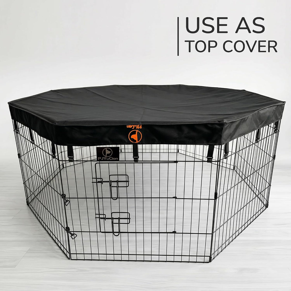 Puppy Playpen with Bottom Pad and Door, 8 Panels 24" H - Black / Large Pen: 42-Inch High / Playpen+Bottom - image 2