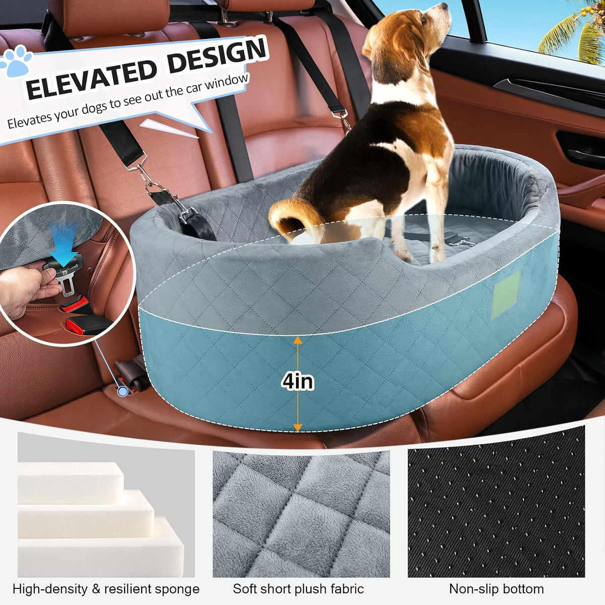 Dog Car Seat for Medium Dogs Up to 50 lbs - Gray - image 2