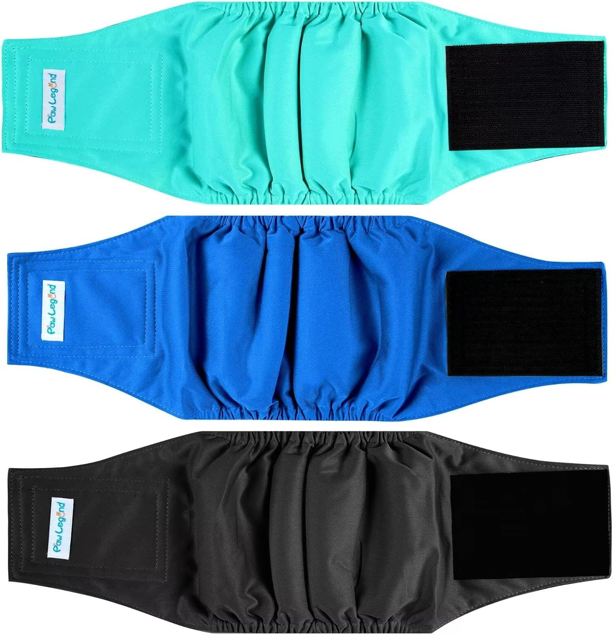 Paw Legend Washable Dog Belly Band Wrap Diapers for Male Dog - Blue, Aqua, Black (White Lining) / X-Large