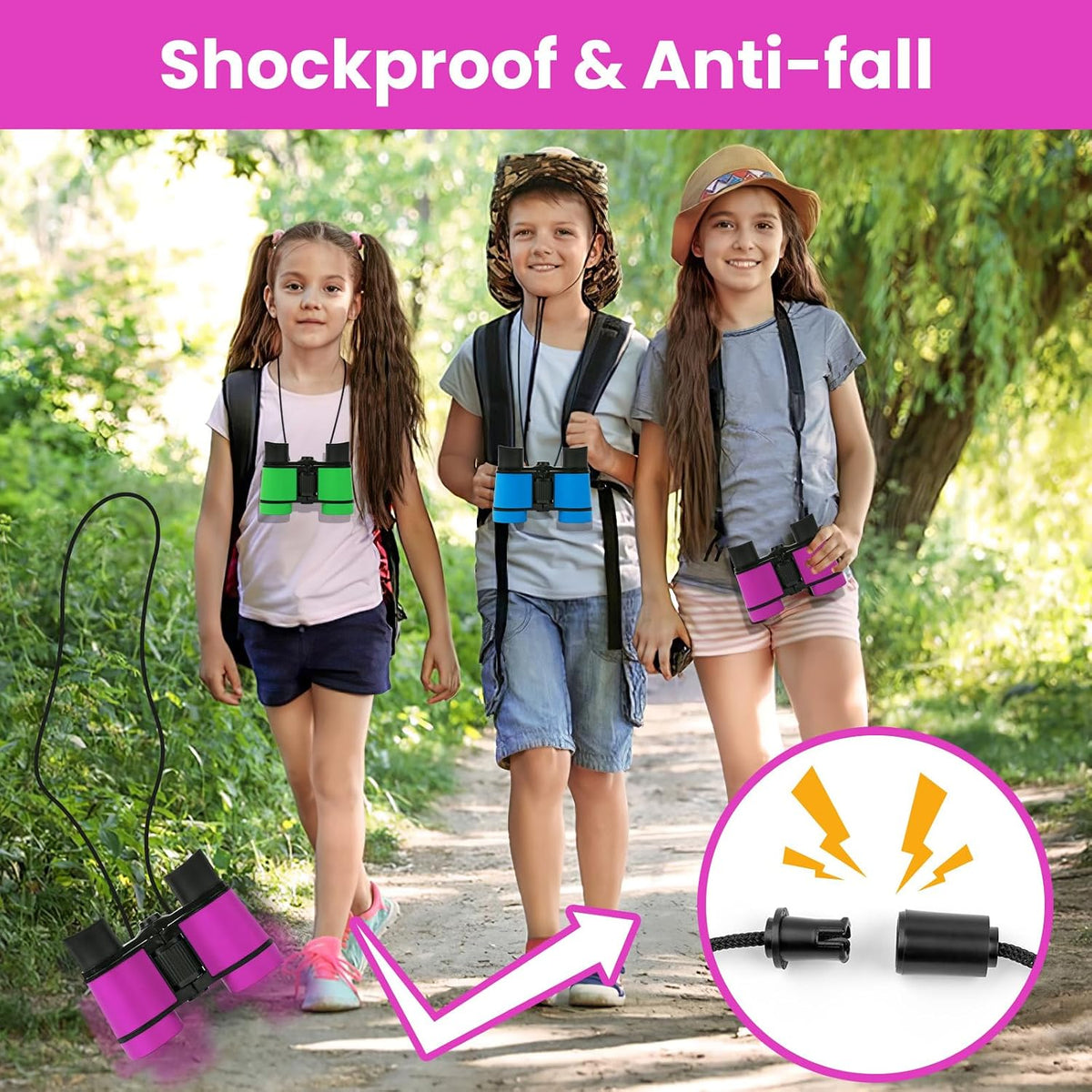 Dr. Anison kids binoculars set in blue with canvas bag and neck strap - view 20