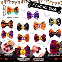 Tondiamo 100 Pack Halloween Dog Hair Bows Ghost Pattern Rubber Bands – Essentials for Dogs - Ghost Pattern - image 3