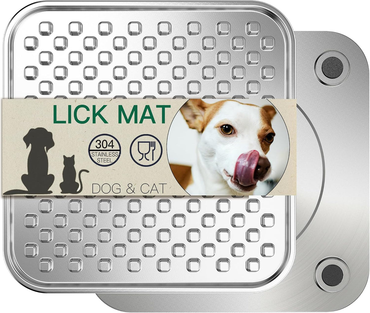 Lick Mat for Dogs & Cats, Double-Wall Stainless Steel - Large-1Pack