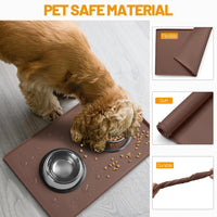 Hubulk Dog Feeding Mat,100% Waterproof Food Grade Silicone Pet Food and Water Bowl - Brown / 28"l X 18"w - image 3