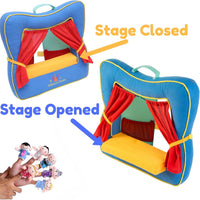 BETTERLINE 20 Piece Story Time Finger Puppets Set Cloth Velvet - Puppet Theater Blue / Finger Puppets - image 2
