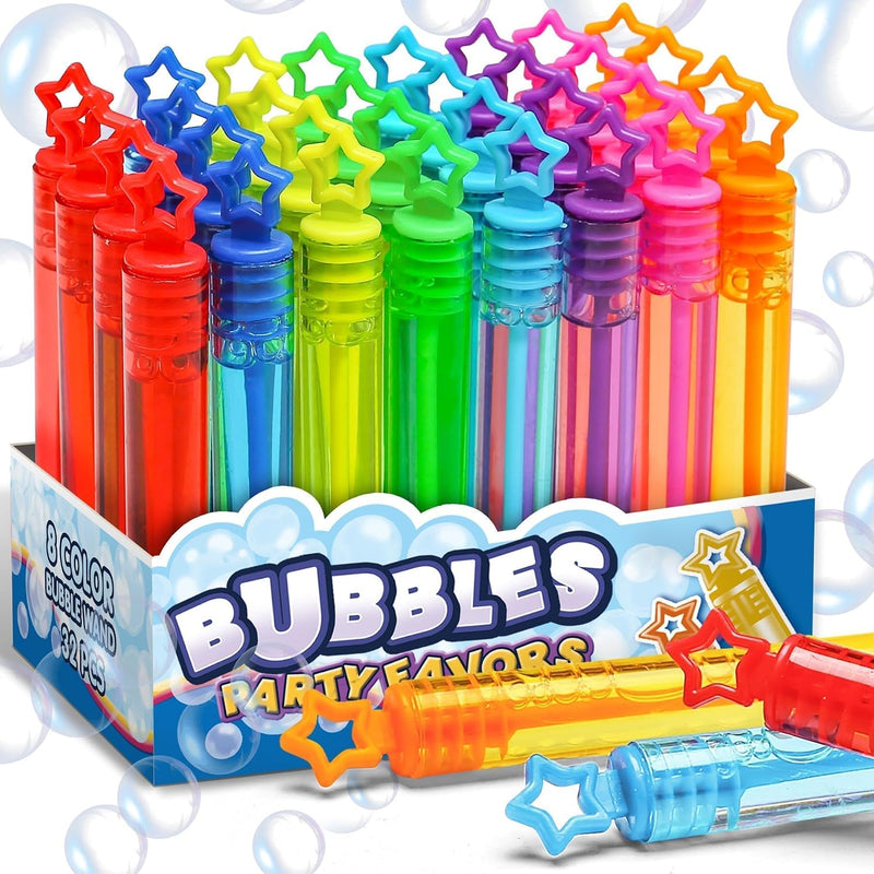 32 Pcs 8 Colors Neon Mini Star Bubble Wand - bubble set