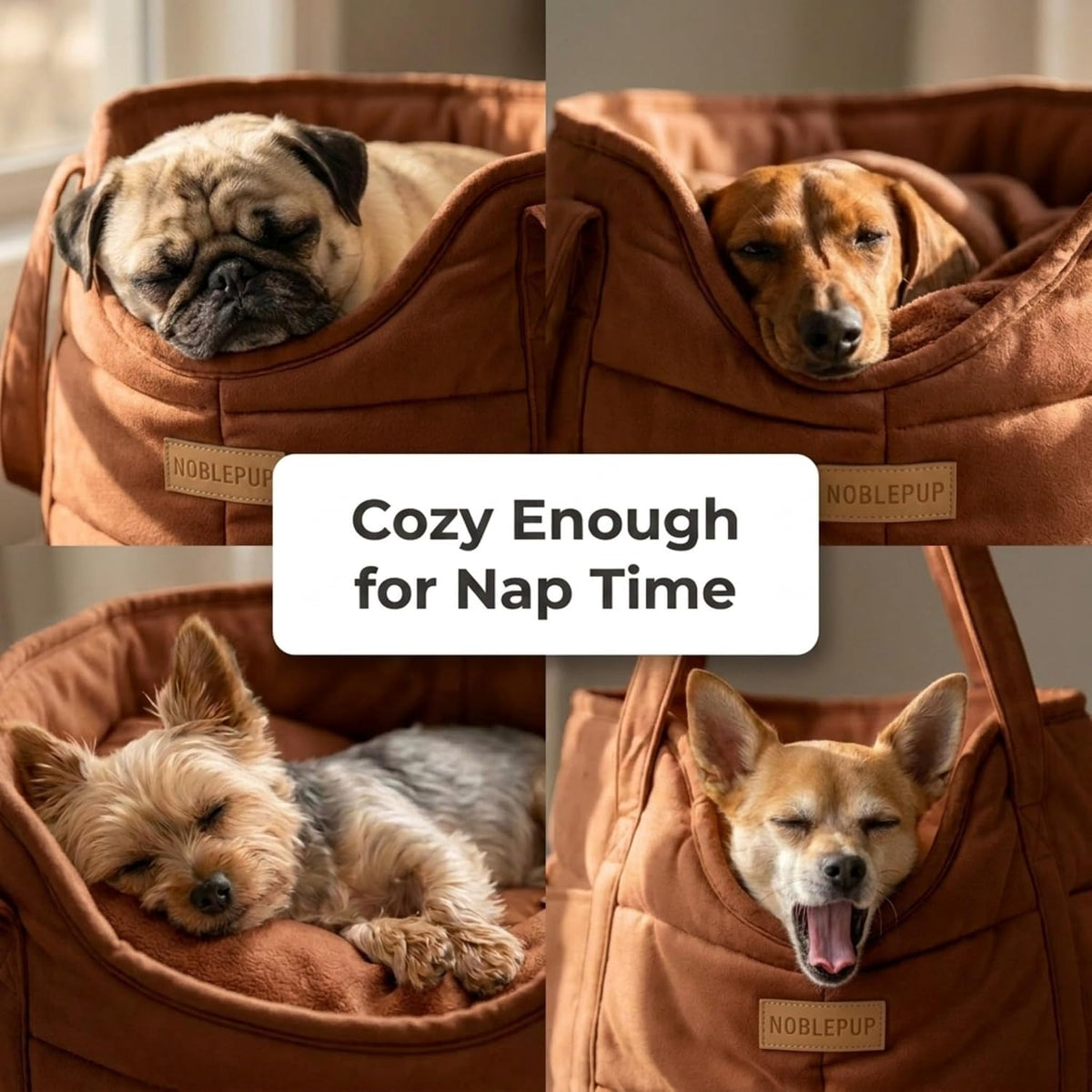 Plush Dog Purse Carrier for Small Dogs, Soft Tote, Black – Essentials for Dogs - Plush Brown - image 3