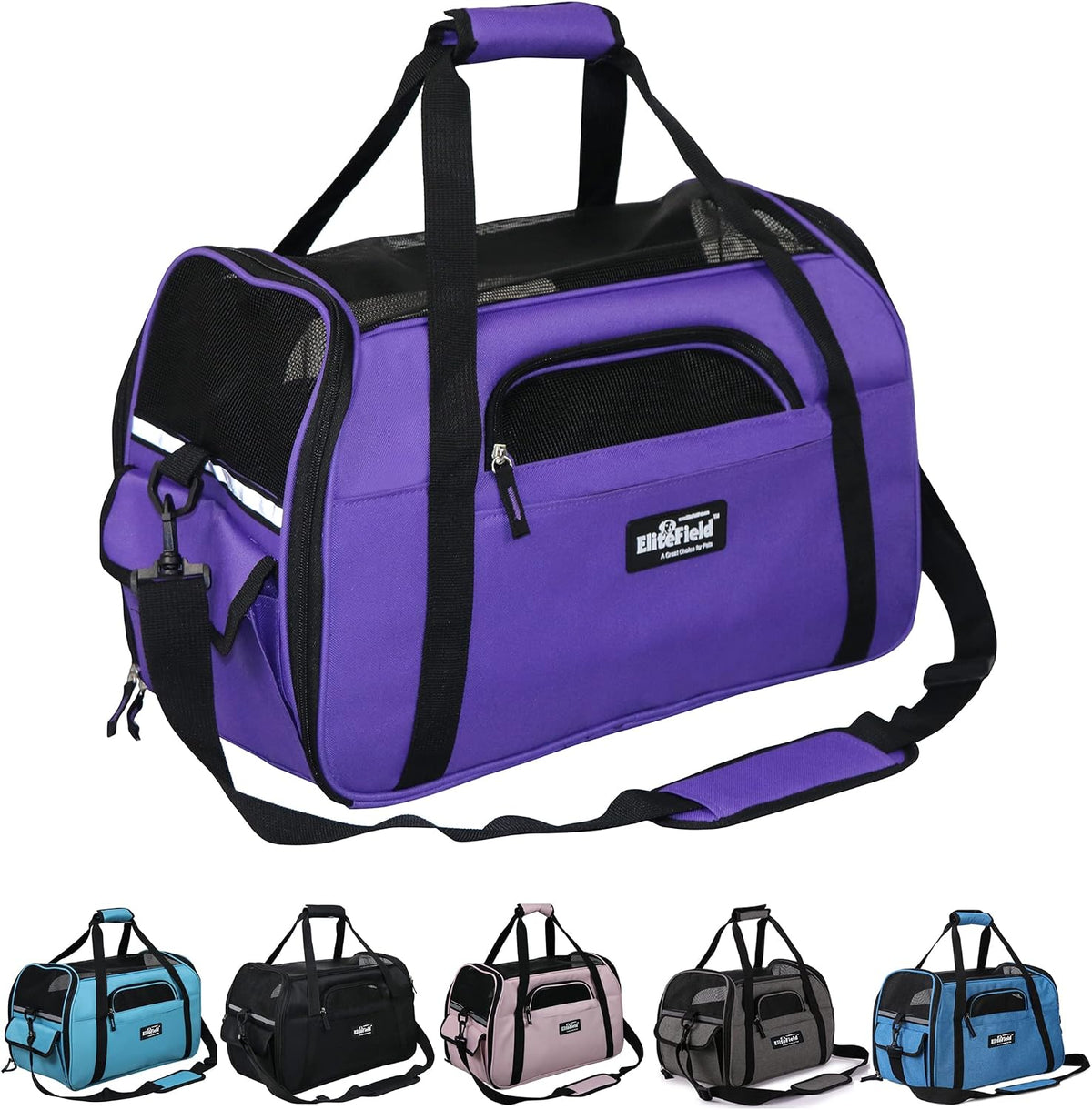 EliteField Soft-Sided Pet Carrier for Cats & Small Dogs – Essentials for Dogs - 21.0"L x 12.0"W x 13.0"H / Purple