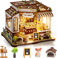 DIY Miniature House Kit, Pet Shop Book Nook Kit with LED Light - Pet Shop