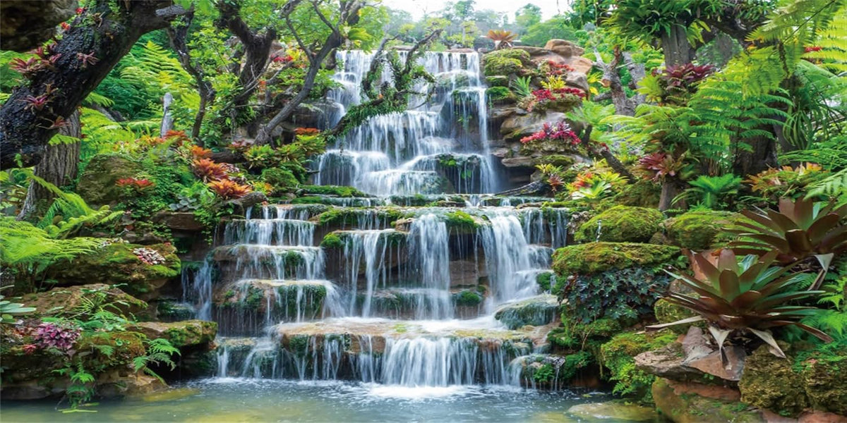 36x18 inches Waterfall Aquarium Backdrop Plants Reptile Habitat - 72x24in/180x60cm