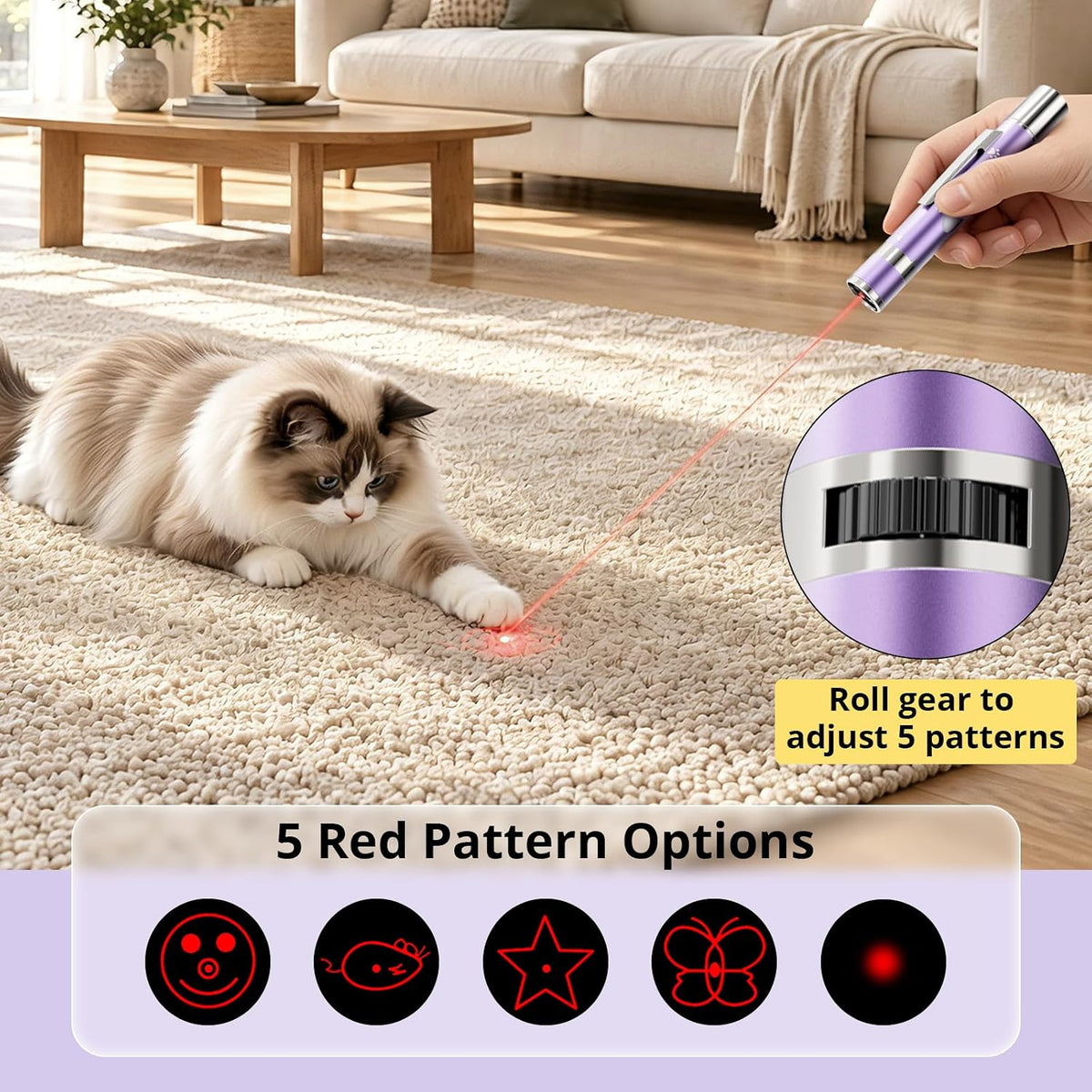 Cat Toys, Rechargeable, Interactive USB Chase Toy for Cats & Kittens – Essentials for Cats - Purple 2pcs - image 4