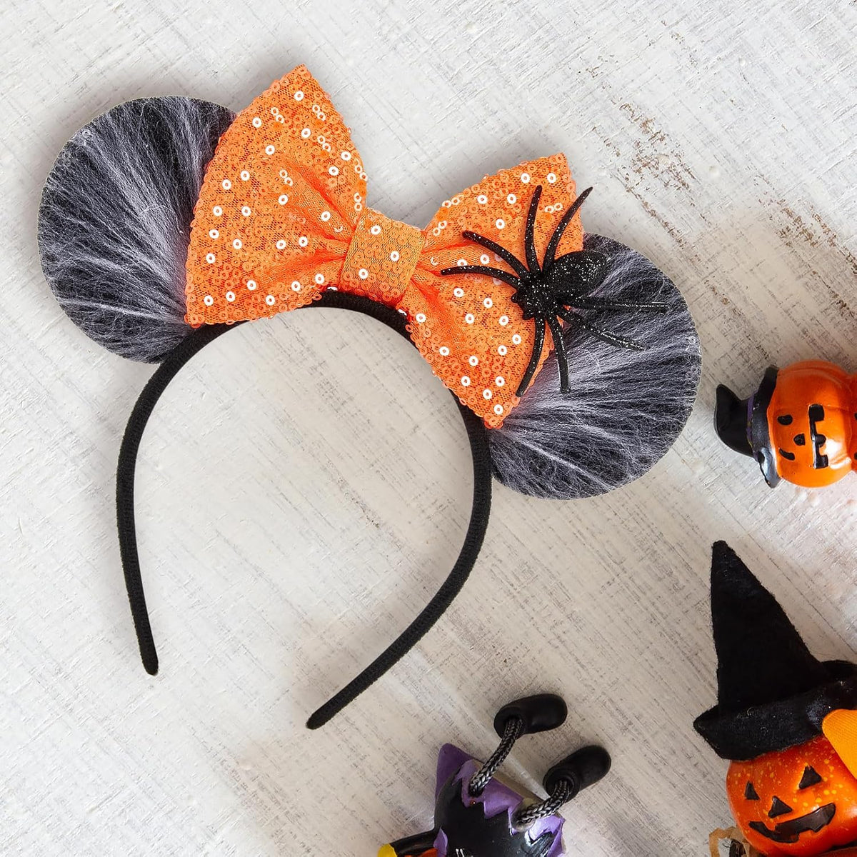 LYLIN Birthday Mouse Ears, Mouse Ears Headband for Women Girls – Fun for Kids & Family - Orange Spider Web - image 2