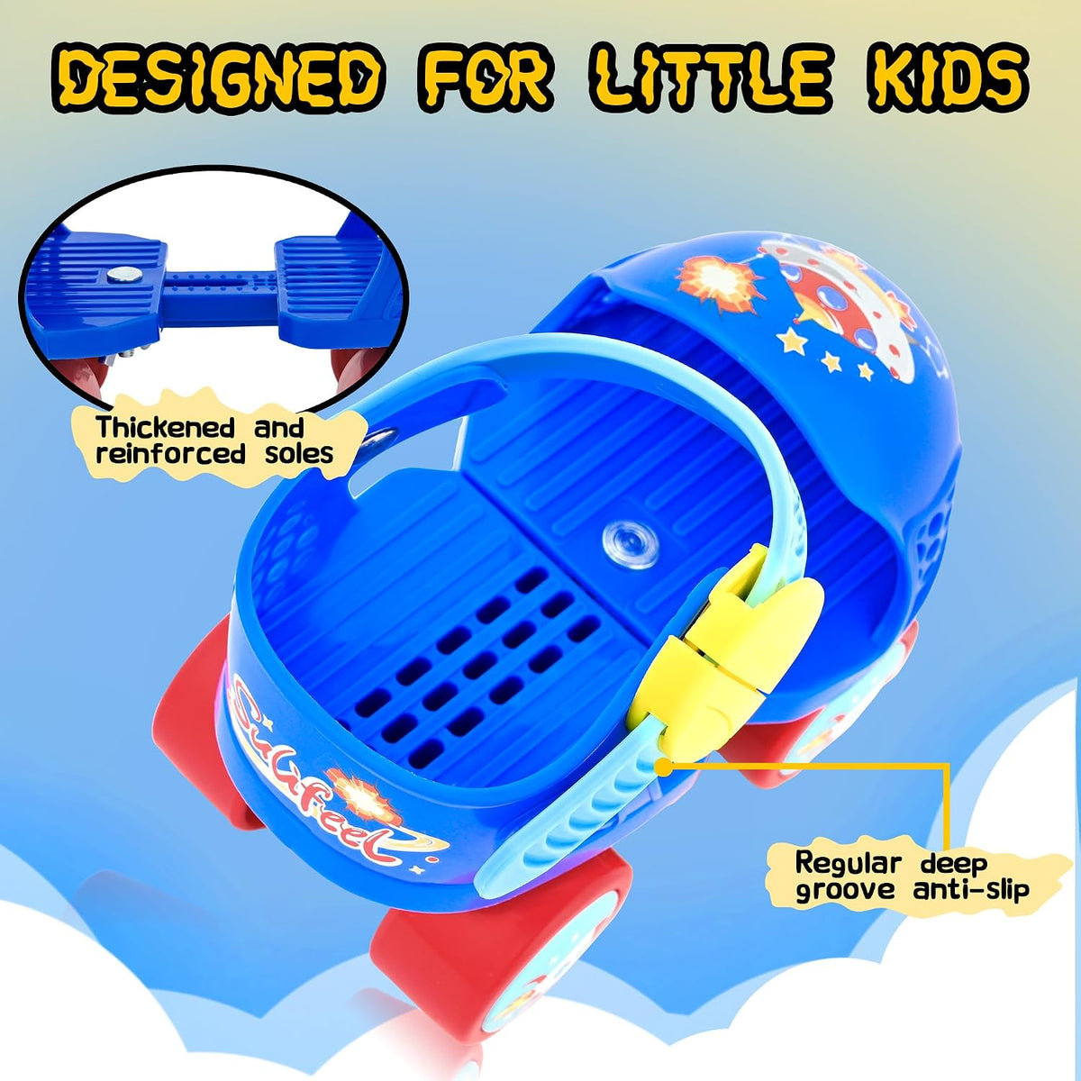 SULIFEEL Kids Adjustable Quad Roller Skates for Girls and Boys – Fun for Kids & Family - Space Blue - image 4