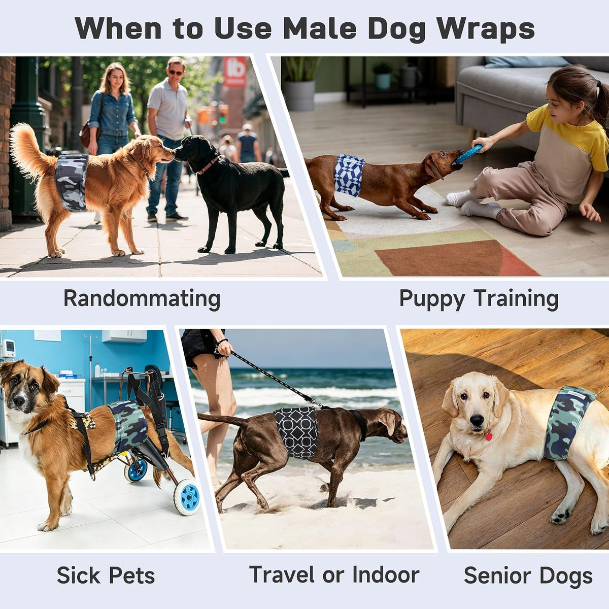 Langsprit Small Male Dog Diapers for Doggie Puppy - Camo Geometry / Large / 5 - image 3