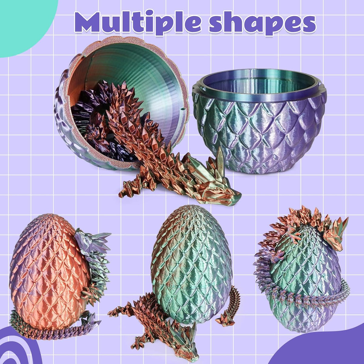 Small Dragon Eggs with Dragon Inside - Gradient Blue-green-brown / S (H:3.9 inches) - image 2