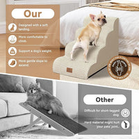 Dog Ramp and Stair for Bed 16" H-20 H,3-Step Cat Stair for Sofa and Chair,4-Step Dog Ramp for High Bed and Window,Durable Nonslip Fabric Cover for Indoor (Beige-20 H, Pet Friendly, 4)