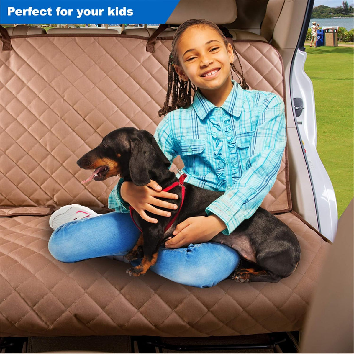 VIEWPETS Bench Car Seat Cover Protector, Waterproof Heavy-Duty - 49" L × 56" W / TAN - image 4