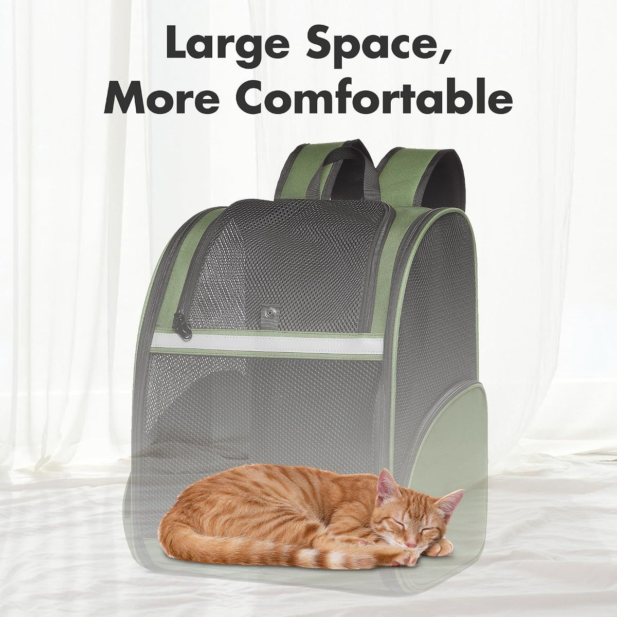 Cat Backpack Carrier for Small Dogs and Medium cat Puppy Kitten Bunny - DarkGreen / 13.7"L x 12.0"W x 18.0"H - image 4