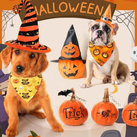 Weewooday 50 Pcs Halloween Dog Bandanas Bulk Pumpkin Ghost Bandanas for Dogs Soft Triangle Bibs Adjustable Triangle for Small Medium Large Pets Halloween Party Costume(25.6 x 17.7 x 17.7 inch)